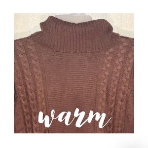 Cable knit brown sweater
